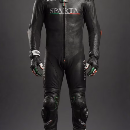 Tuta moto pelle BLACK ADAM nera personalizzata su misura Besparta Sparta - Personalizzato BeSparta Verona