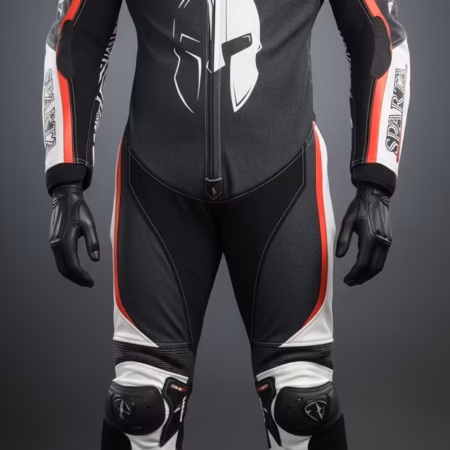 Tuta moto pelle nera su misura Sparta retro - Personalizzato BeSparta Verona